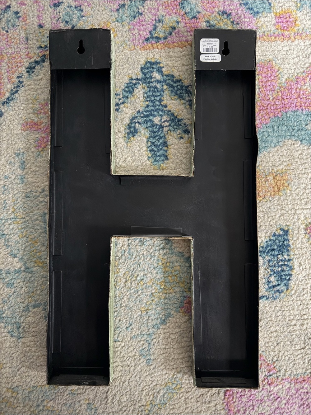 Anthropologie Mixed-Media Decorative Letter H in Brown, Green, Pink - Picture 4 of 5